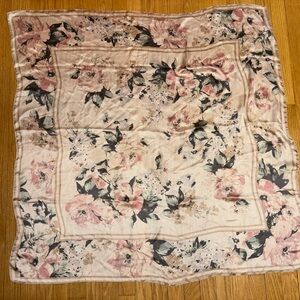 Carole Little Vintage Silk Scarf – Pink, Cream & Green Floral